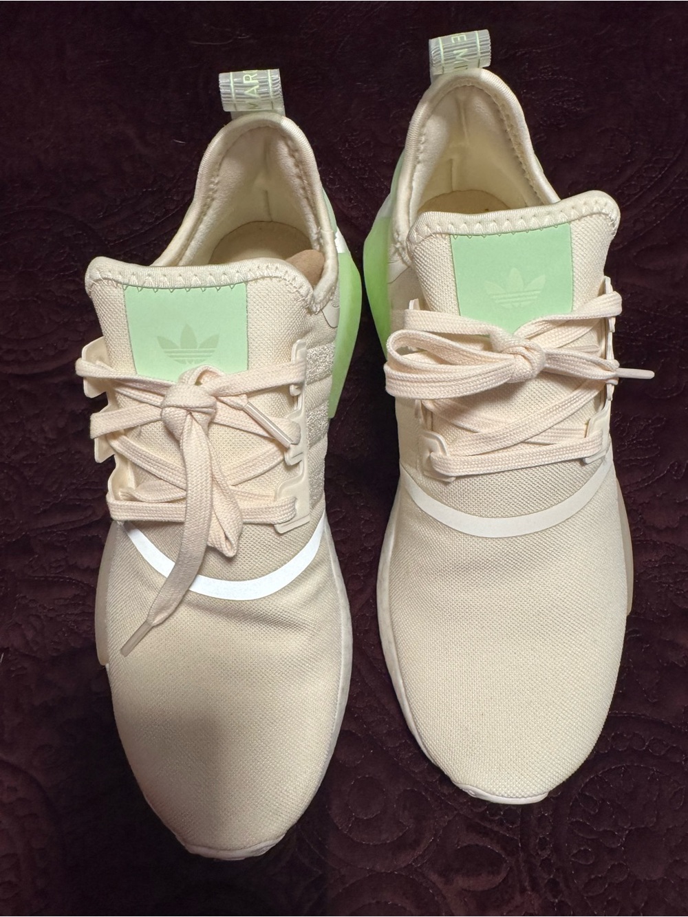 adidas Women’s Cream Sneakers with Mint Accents